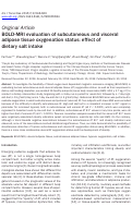 Cover page: BOLD-MRI evaluation of subcutaneous and visceral adipose tissue oxygenation status: effect of dietary salt intake.