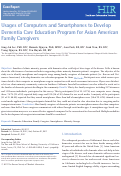 Cover page: Usages of Computers and Smartphones to Develop Dementia Care Education Program for Asian American Family Caregivers.