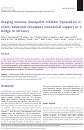 Cover page: Keeping immune checkpoint inhibitor myocarditis in check: advanced circulatory mechanical support as a bridge to recovery.