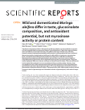 Cover page: Wild and domesticated Moringa oleifera differ in taste, glucosinolate composition, and antioxidant potential, but not myrosinase activity or protein content