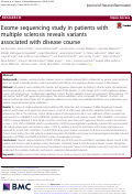 Cover page: Exome sequencing study in patients with multiple sclerosis reveals variants associated with disease course