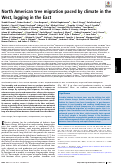 Cover page: North American tree migration paced by climate in the West, lagging in the East