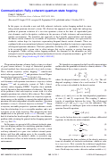 Cover page: Communication: Fully coherent quantum state hopping