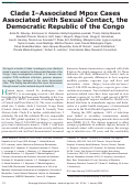 Cover page: Clade I-Associated Mpox Cases Associated with Sexual Contact, the Democratic Republic of the Congo.