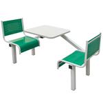 2-seat canteen table and chair unit in green