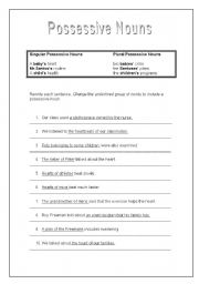 Possessive nouns worksheets