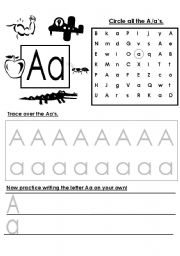 Alphabet letter writing practice � A � G