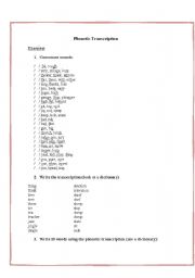 PHONETIC TRANSCRIPTION EXERCISES