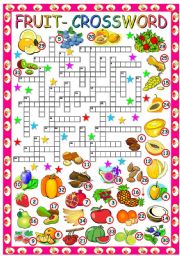 FRUIT CROSSWORD - (B&W VERSION+KEY INCLUDED)