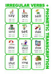 Set6: Irregular verbs cards + phonetic transcription