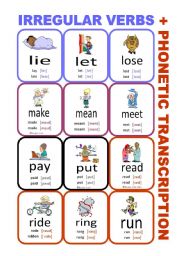 Set5: Irregular verbs cards + phonetic transcription