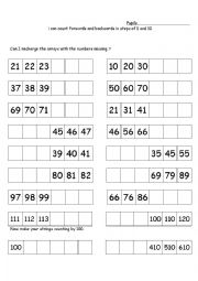 I can count forwards and backwards in steps of 1 and 10 - ESL worksheet ...