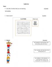 Clothes activities - ESL worksheet by Belus08