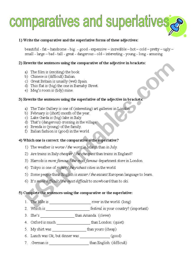 comparatives and superlatives - ESL worksheet by giuliacasi