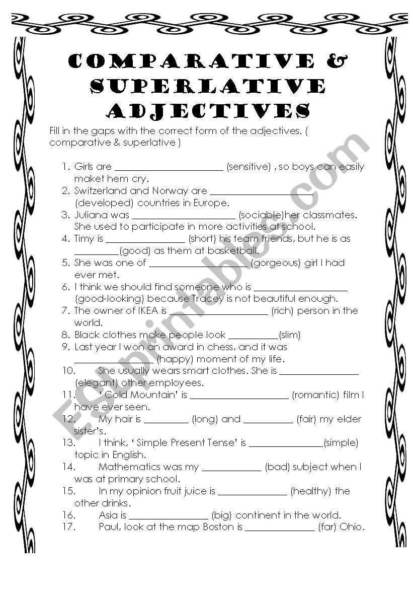 comparative and superlative adjectives - ESL worksheet by bburcu