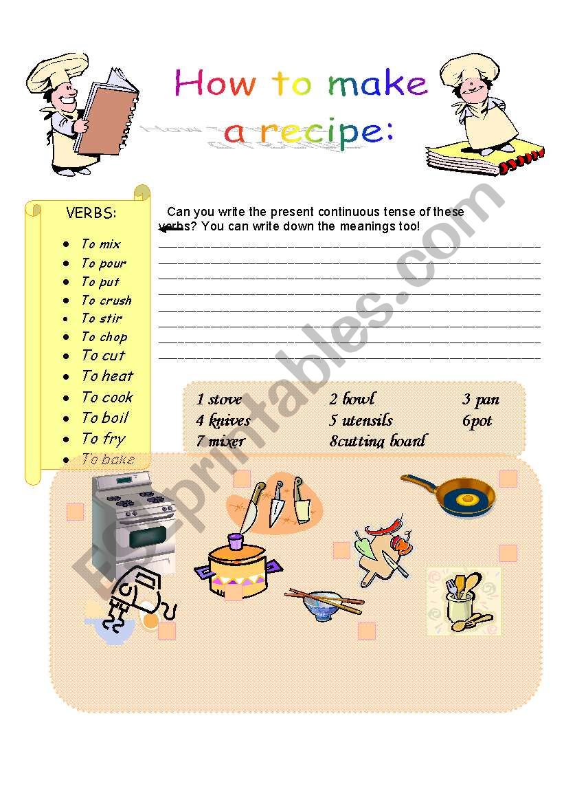 Recipe Reading Comprehension Worksheets