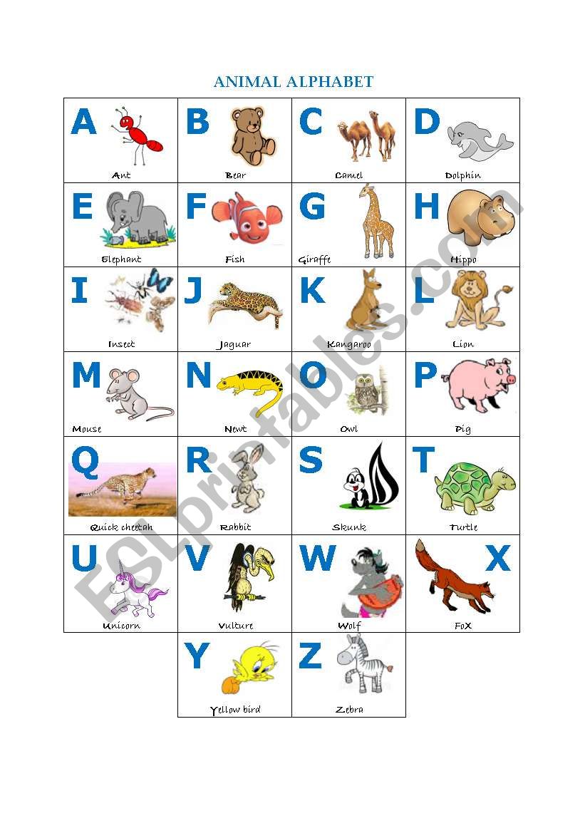 Alphabet Animals Printable