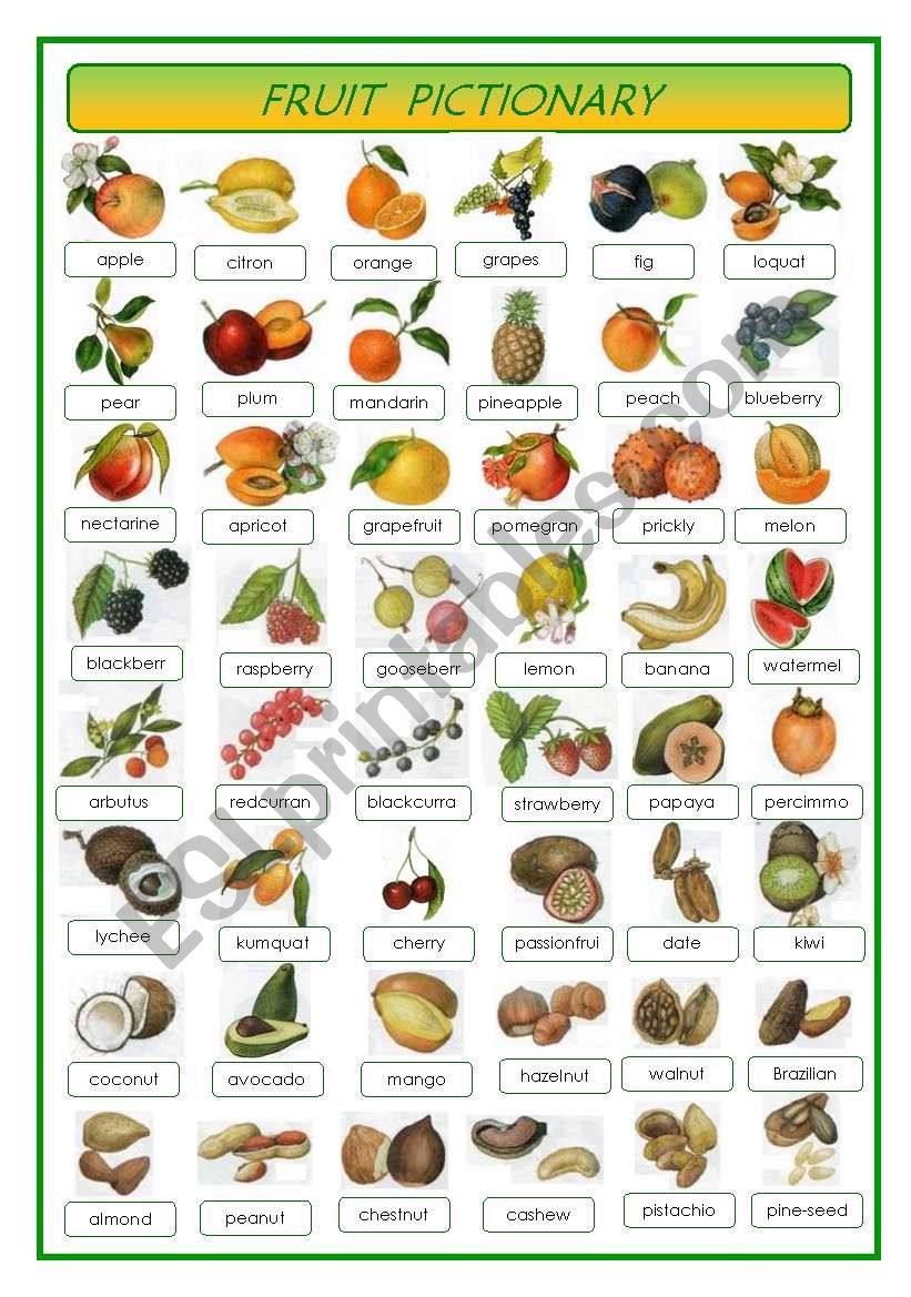 Fruit - pictionary worksheet