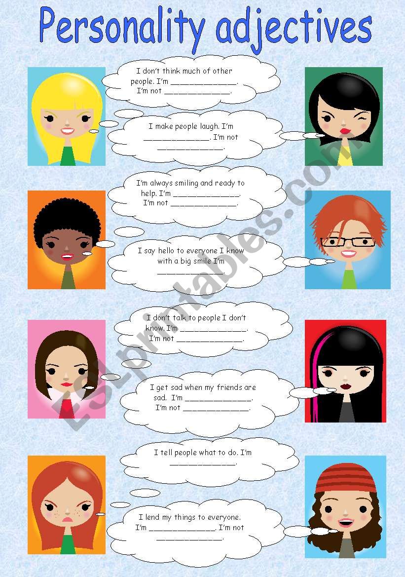 Personality Adjectives Adjective Worksheet Personality Adjectives ...