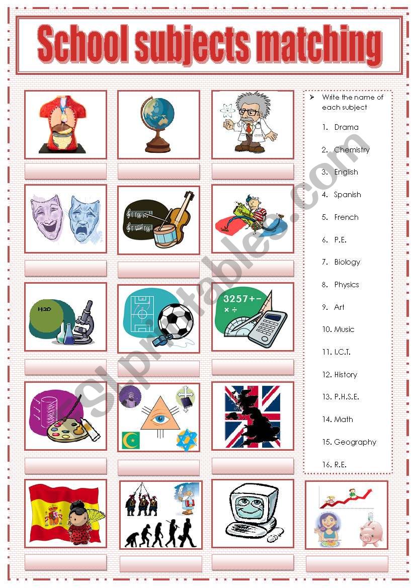 School Subjects Esl Worksheets Pupil Cubs - Vrogue