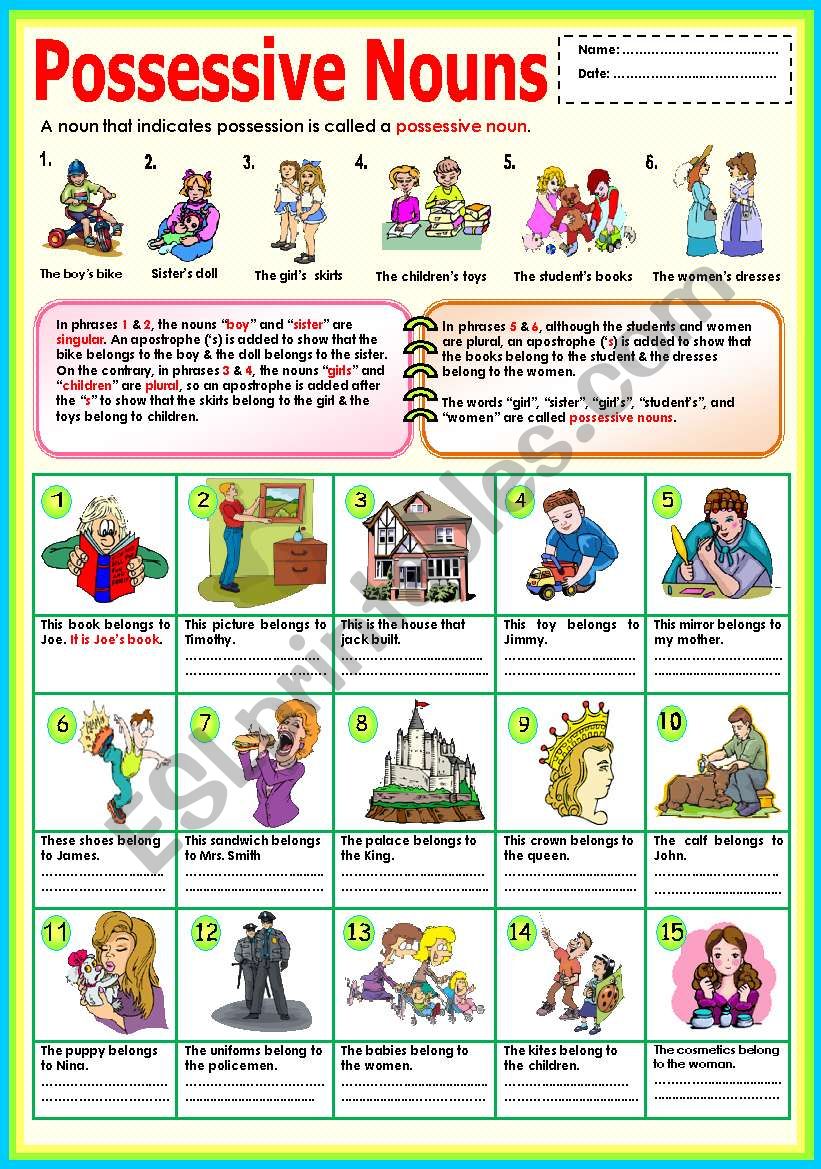 Possessive Noun Worksheet