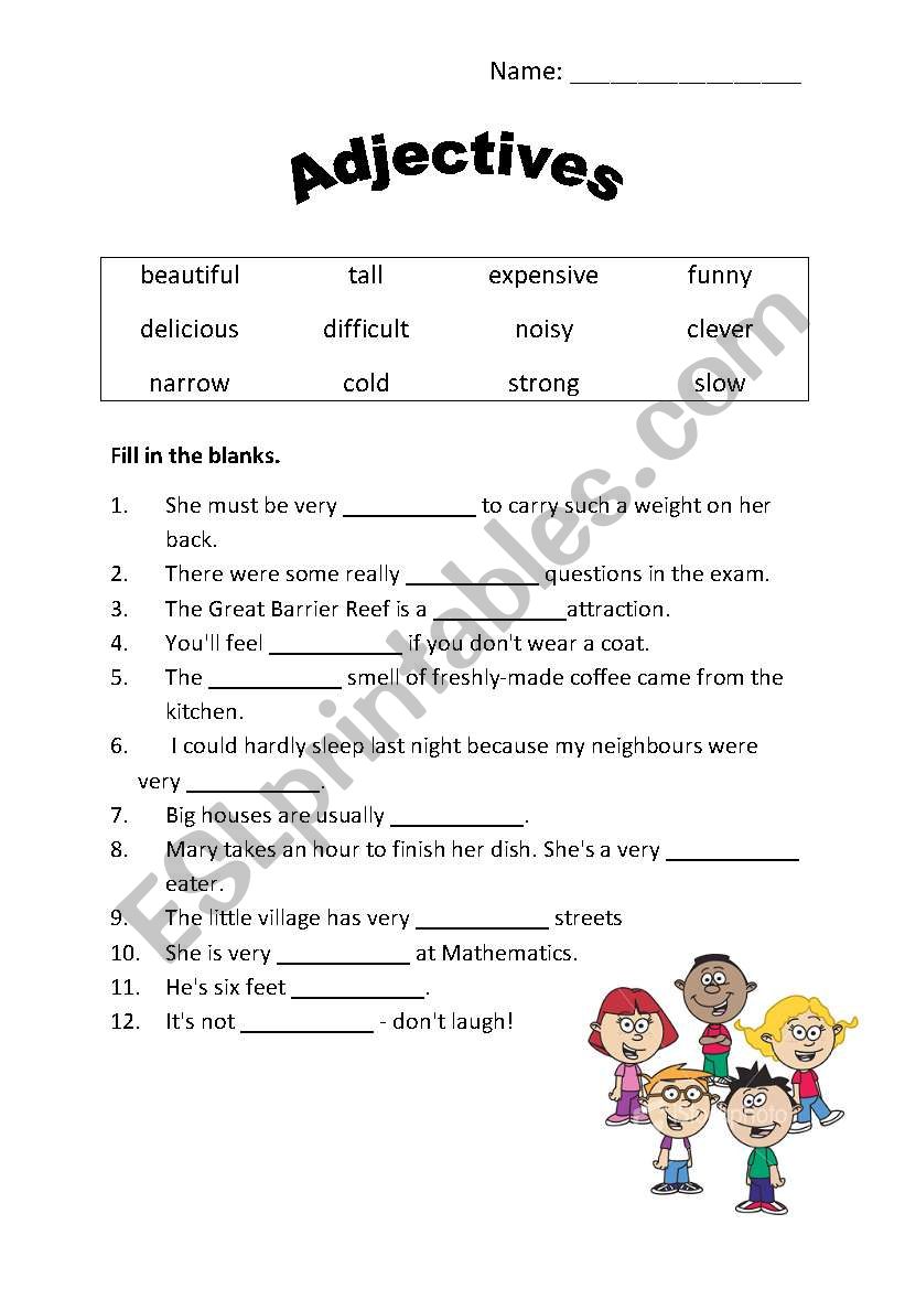 English worksheets: Adjectives worksheet