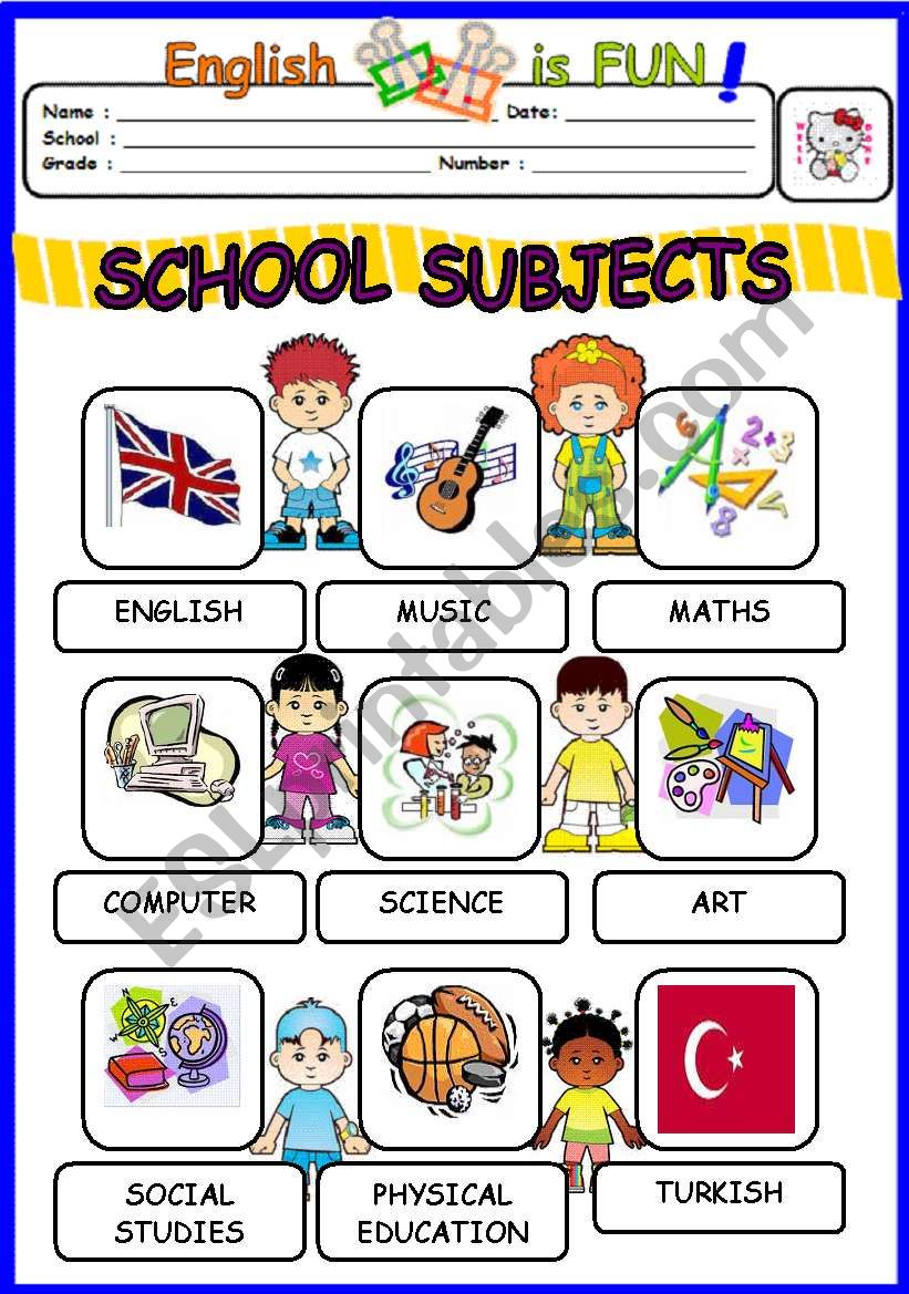 School Subjects Esl Worksheets Pupil Cubs - Vrogue