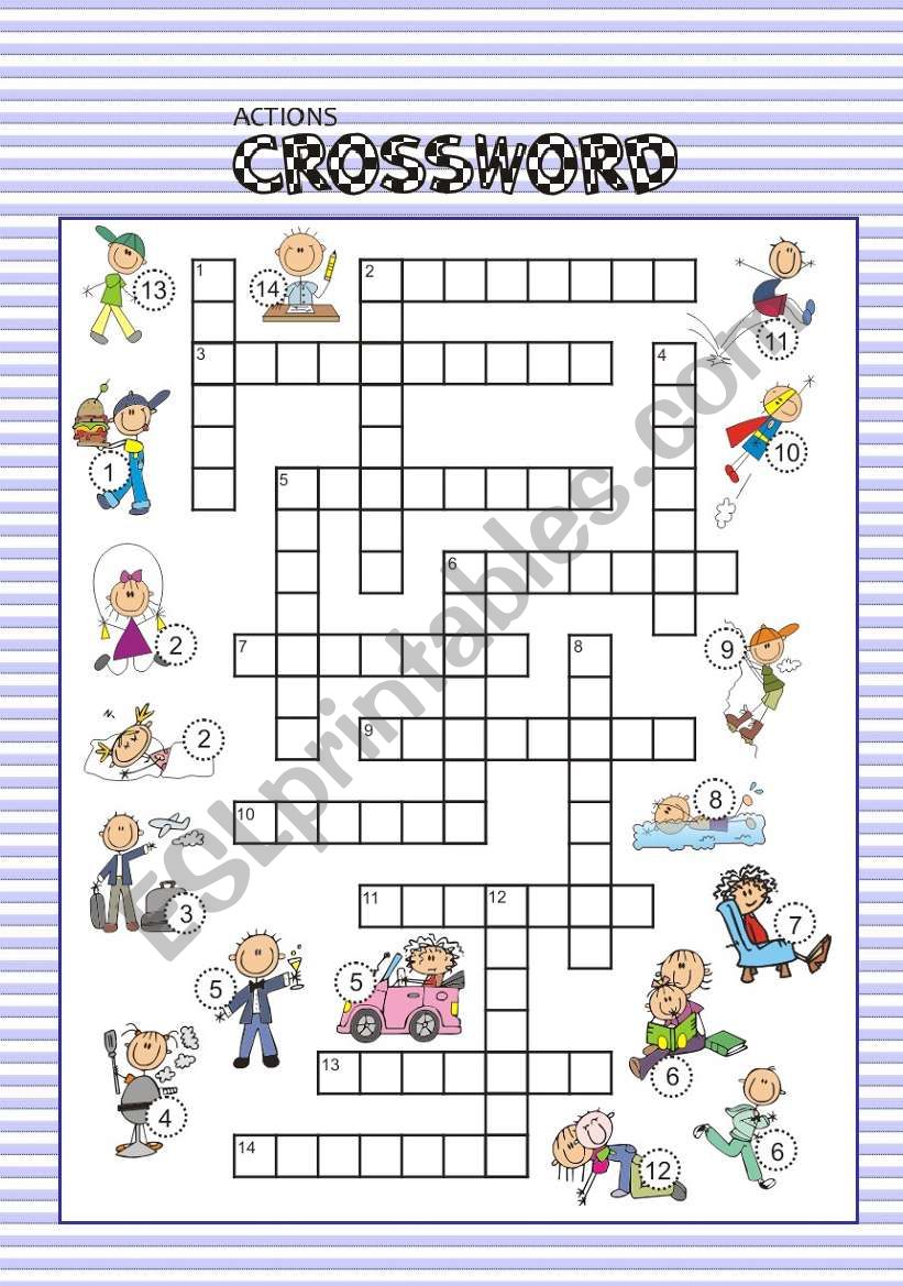 ACTIONS crossword - ESL worksheet by robirimini