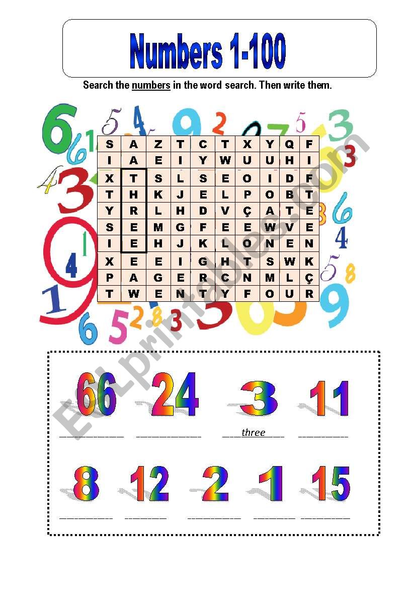 Spelling Numbers 1 100 Worksheet