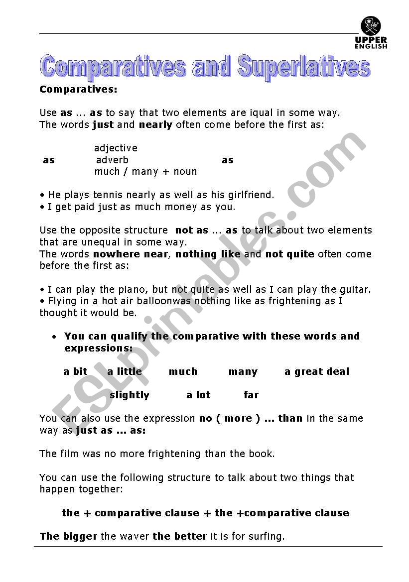 comparatives and superlatives - ESL worksheet by vcmfreitas