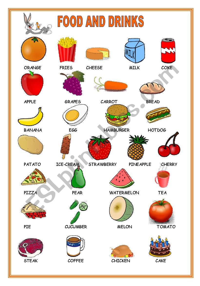 Food And Drinks Esl Worksheet By Carolpinto | Sexiz Pix