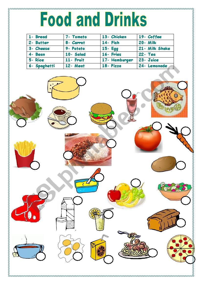 Food And Drinks Esl Worksheet By Dizi | Sexiz Pix