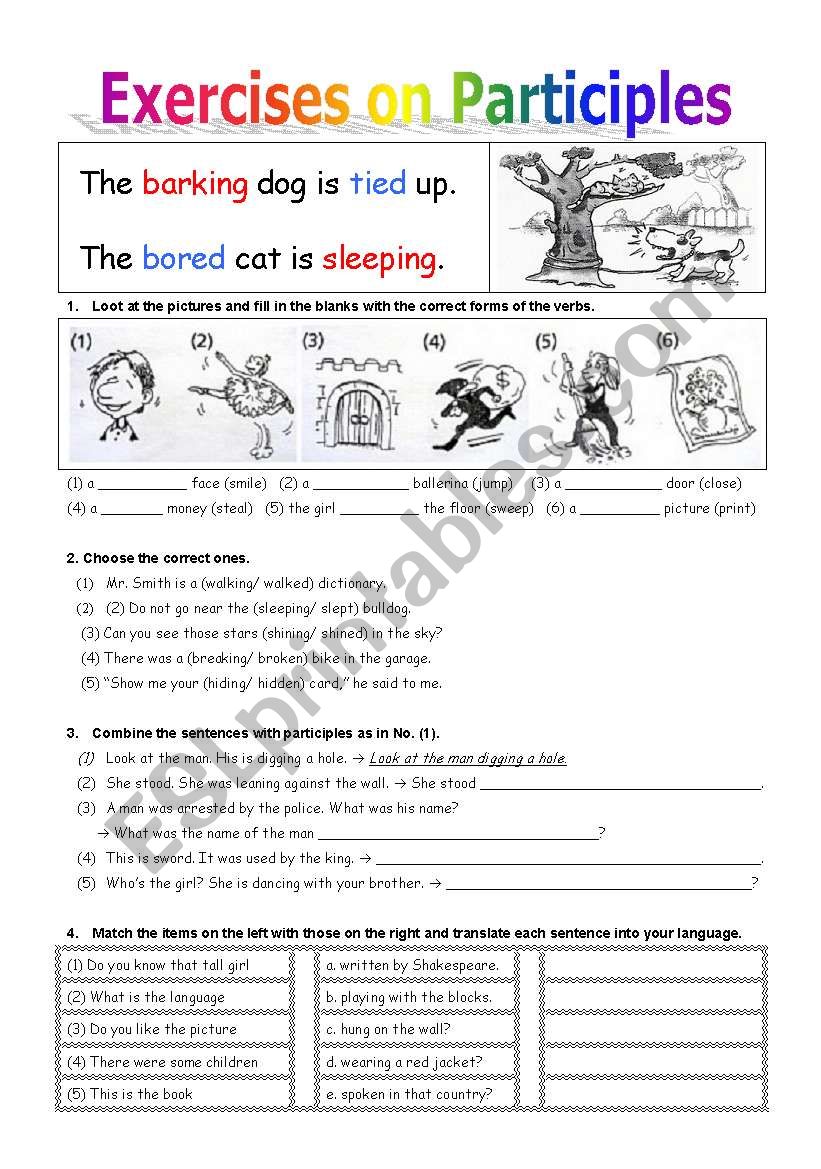 Participles Worksheets