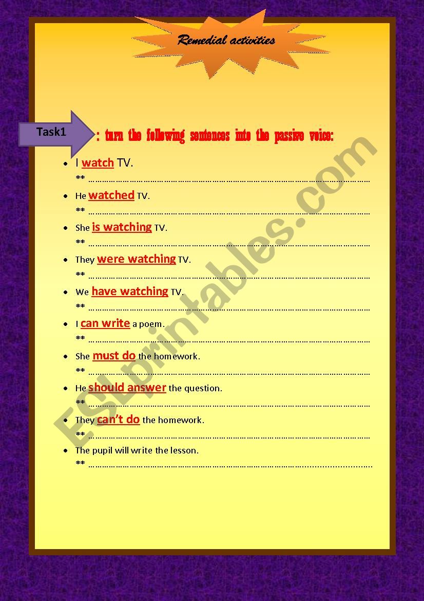 PASSIVE VOICE - ESL worksheet by Zayneb Khaldi