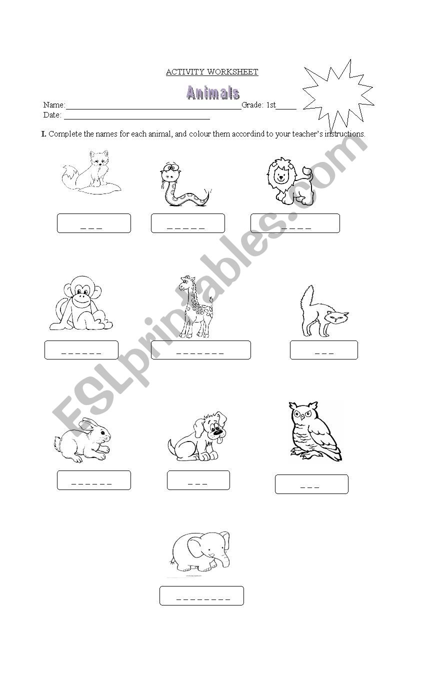 Animal Worksheet New 290 Animal Names Worksheet For Kindergarten ...