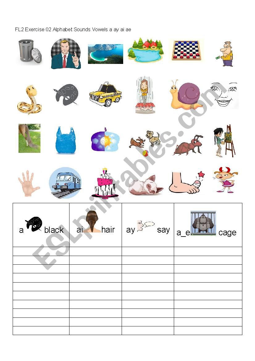 Sounds of A - ESL worksheet by susanon400