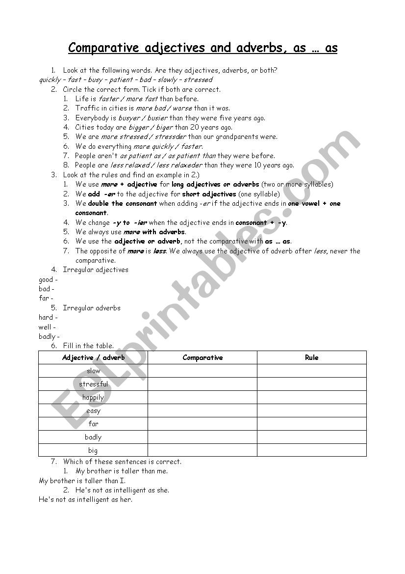 Comparative - ESL worksheet by spacerider0815