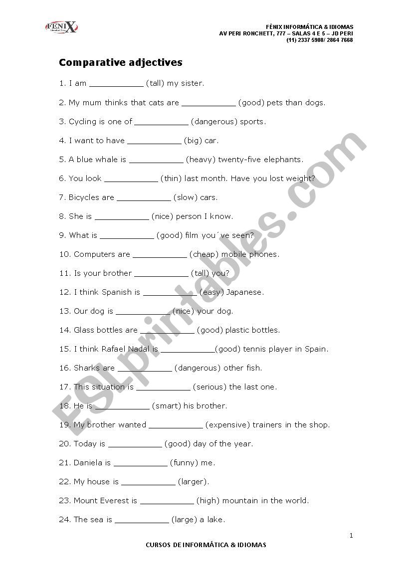 COMPARATIVE ADJECTIVES - ESL worksheet by lborgez