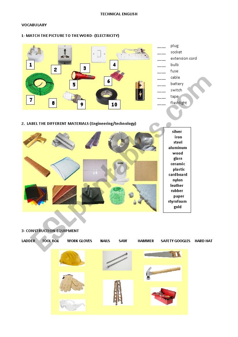 Technical English Vocabulary - Esl Worksheet By Gavlmbrd