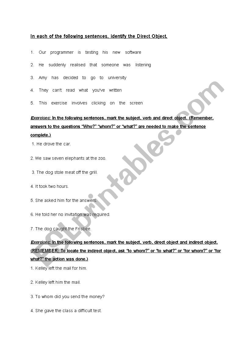 Sentence - ESL worksheet by panitzine