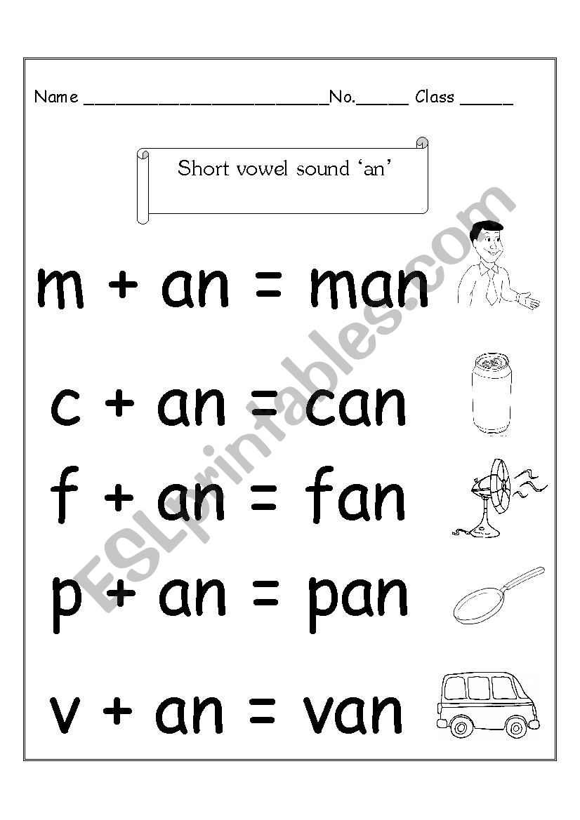 Short Vowel Sounds Worksheets For Grade 1