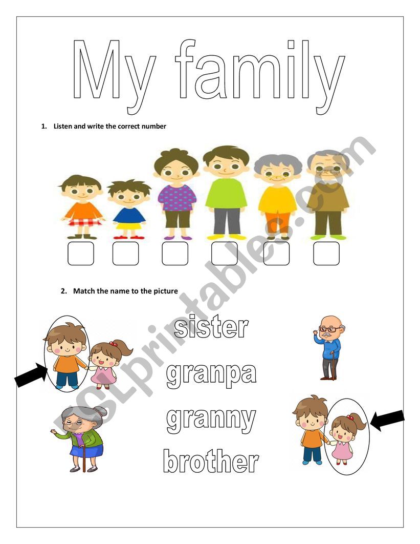 All About My Family Worksheet Printable