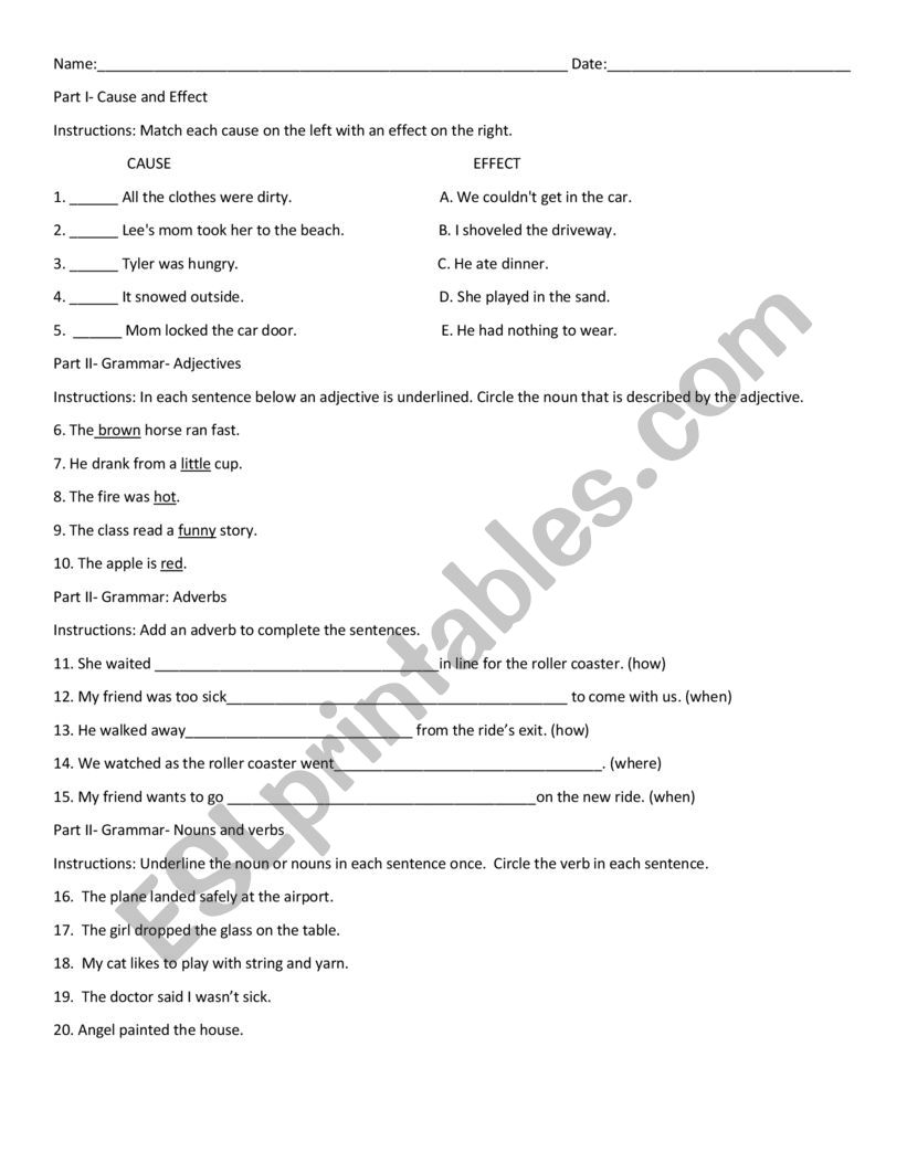 Grammar - ESL worksheet by lulapr69