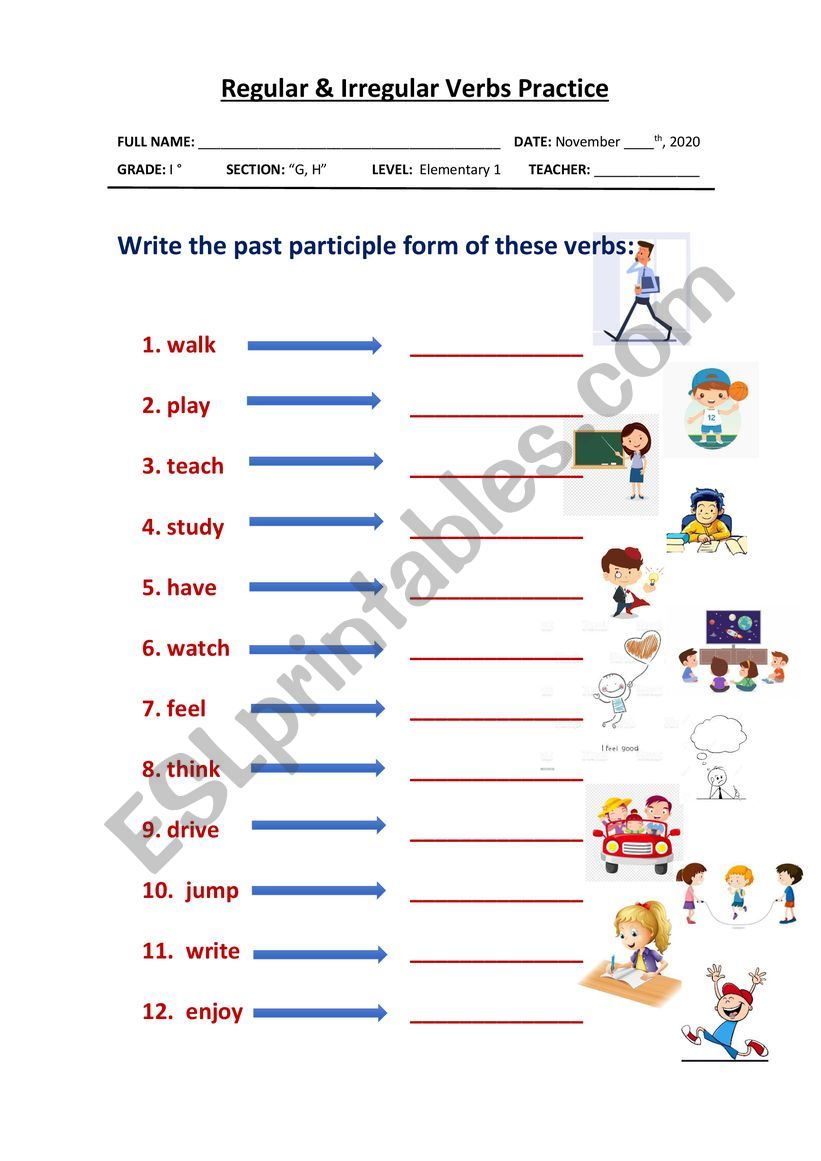 Past And Past Participle Worksheet