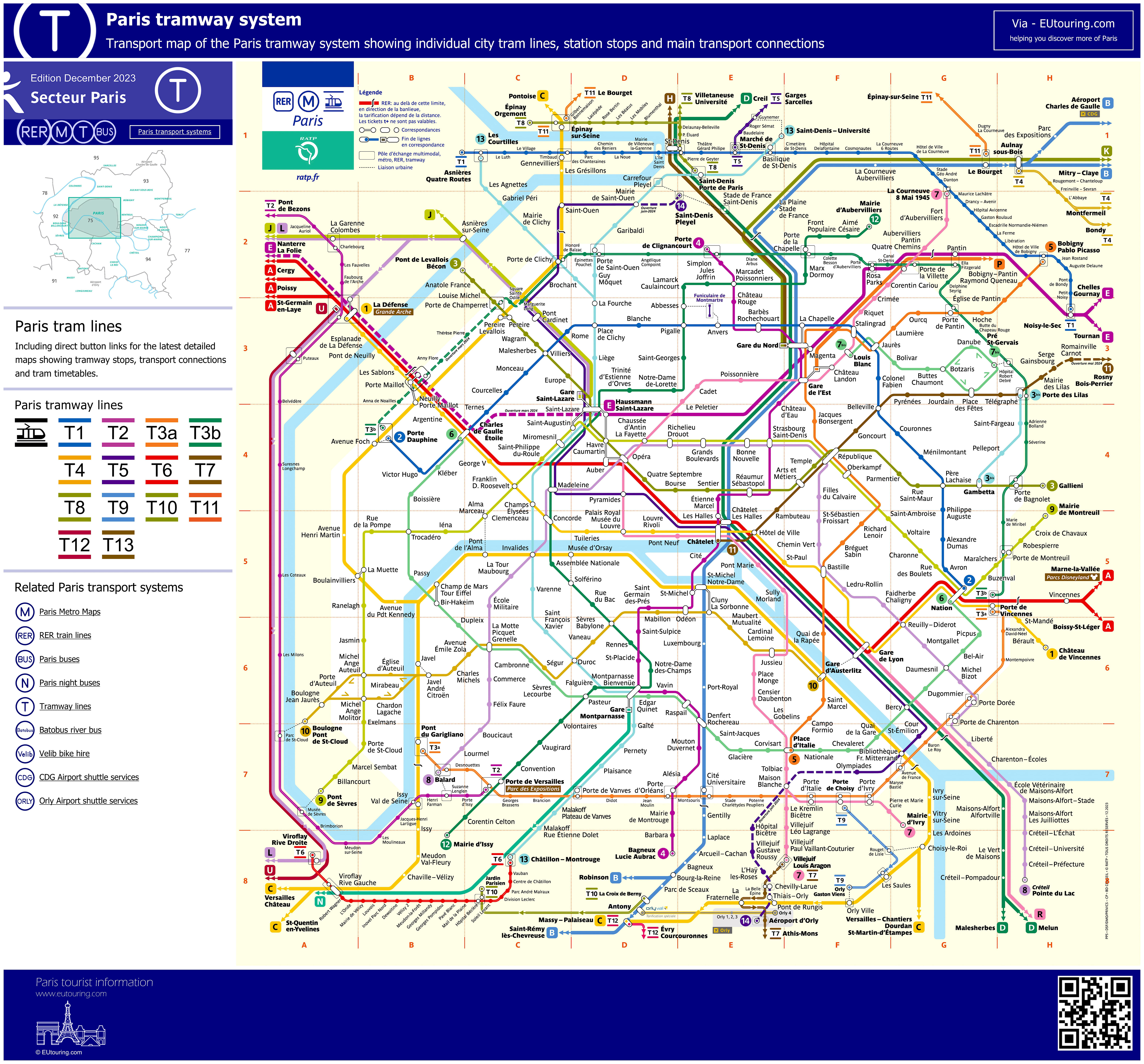 Paris Tram Maps And Timetables For Sncf And Ratp City Tramways ...