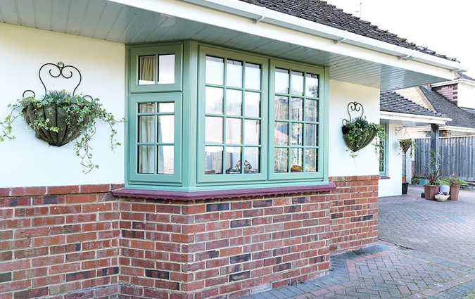 Chartwell green uPVC bay window