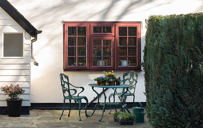 A property with traditional wooden windows