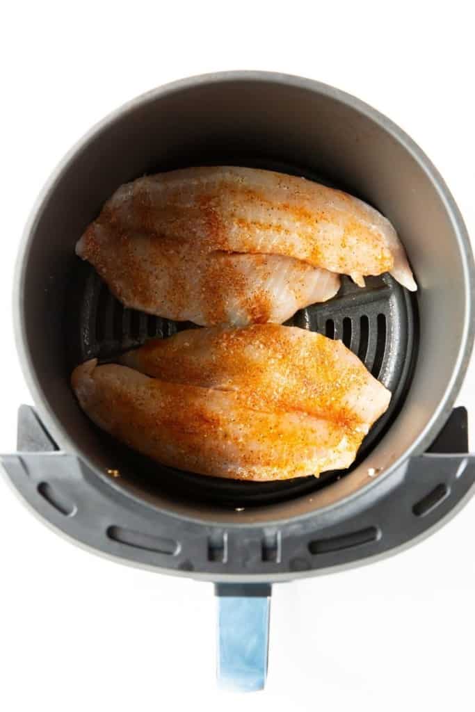 Raw tilapia in air fryer using no breading