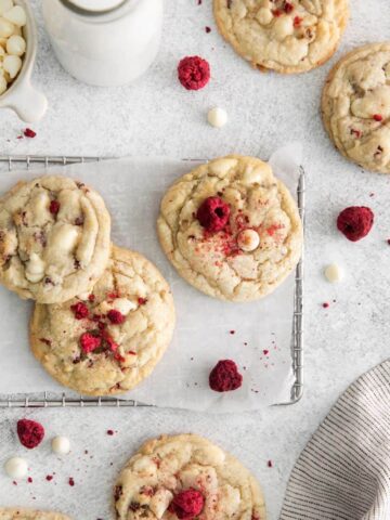 several white chocolate raspberry cookies