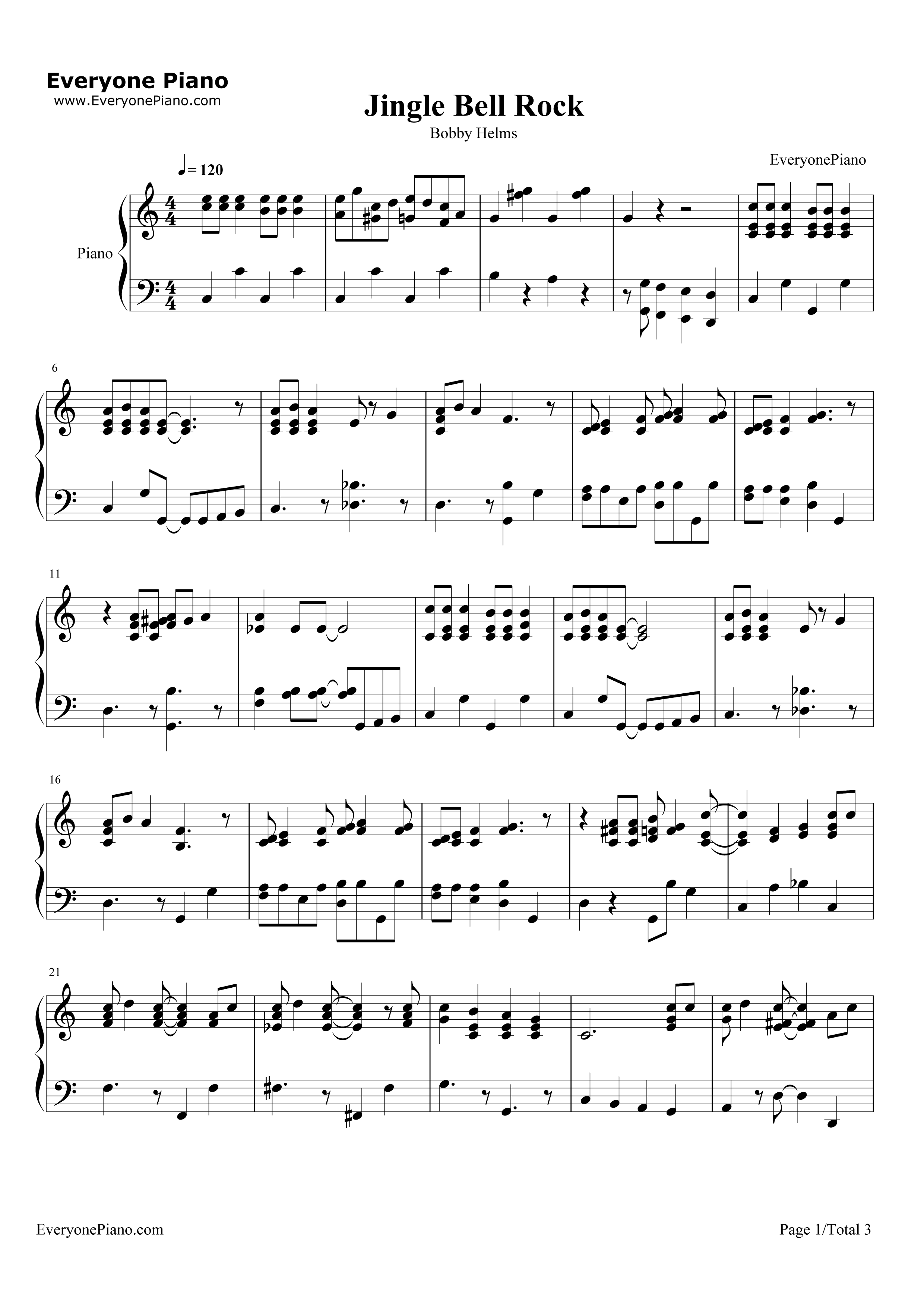 Jingle Bells Piano Sheet Music